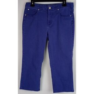 Izod Womens 6 Dark Purple Denim Mid Rise Capri Jeans Pants